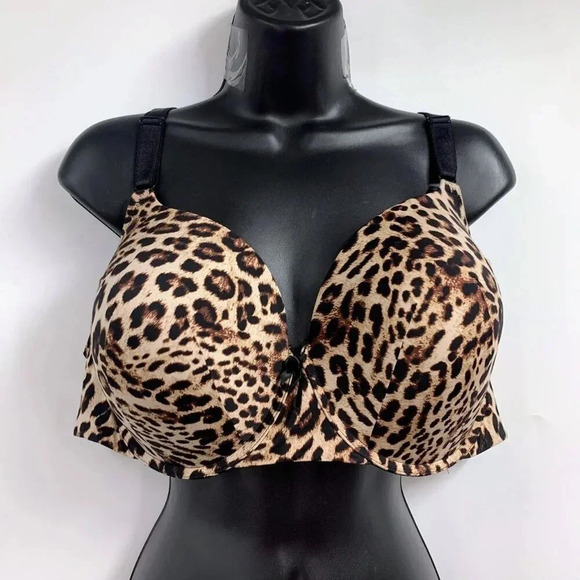 Torrid Women's‎ Perfect T-Shirt Adjustable Strap Leopard Print Bra Size 44D - Picture 1 of 12
